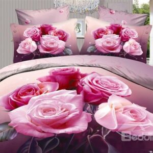 Charming Peony Roses 4 Piece Cotton Bedding Sets