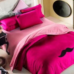 New Arrival Sanding Lovely Mustache and Red Lips Print 4 Piece Bedding Sets