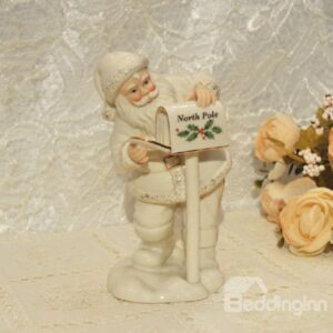 Deluxe Christmas Decorative Artware Hand Painted 24K Gilded Santa Claus Porcelain Artwork