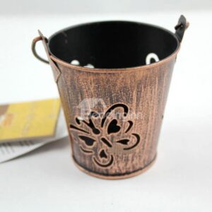 New Arrival Antique Hollowed Butterfly Iron Bucket Design Candle Holder