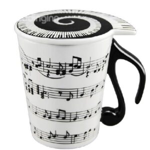 New Arrival Creative Musical Notation and Piano Keys Design Coffee Cup with Lid