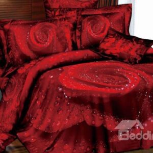 High Quality Luxury Classic Rose Realistic 3D Printed 4 Piece Bedding Sets
