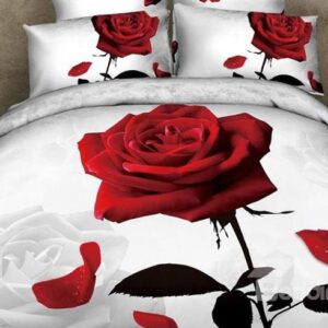 New Arrival 100% Cotton Appealing Swaying Rose 3D Printed 4 Piece Bedding Sets