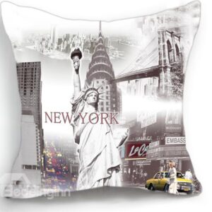 New Arrival American Statue of Liberty and New York City Print Throw Pillow