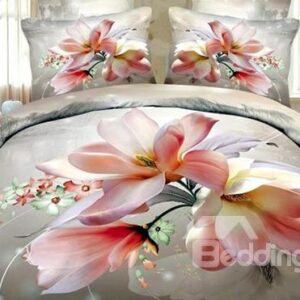 New Arrival 100% Cotton Elegant Flower 3D Printed 4 Piece Bedding Sets