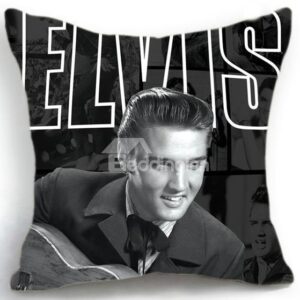 New Arrival Handsome Elvis Aron Presley Print Linen Throw Pillow