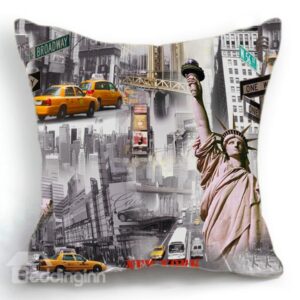 New Arrival American New York Statue of Liberty and Cars Print Throw Pillow