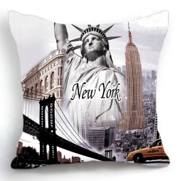 New Arrival New York Famous Scenic Spots Print Throw Pillow