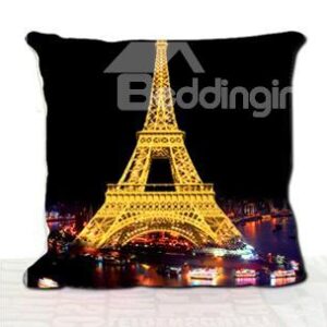 New Arrival Beautiful Paris Eiffel Tower at Night 3D Print Throw Pillow