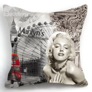 New Arrival Sexy Marilyn Monroe and Ferris Wheel Print Throw Pillow