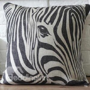 New Arrival Black and White Zebra Print Linen Throw Pillow