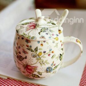 New Arrival Beautiful Small Flowers and Leaves Design Coffe Cup Sets