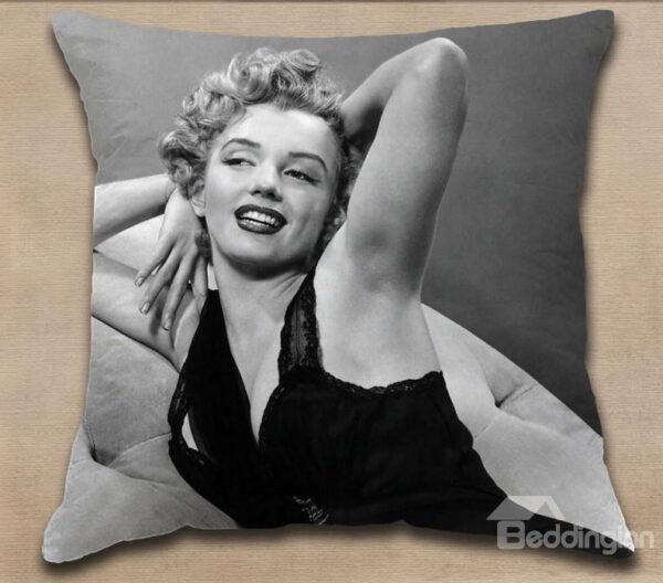New Arrival Black and White Color Sexy Marilyn Monroe in Sofa Print Throw Pillow