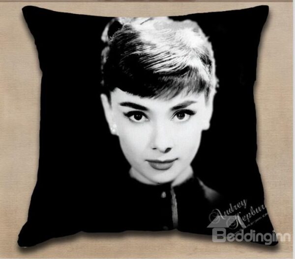 New Arrival Black Color Elegant Audrey Hepburn Head Portrait Throw Pillow