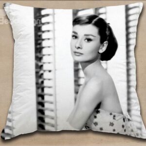 New Arrival Graceful Audrey Hepburn in White Dress Print Throw Pillow