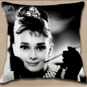 New Arrival Lovely Audrey Hepburn Smile Print Throw Pillow