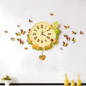 New Arrival European Style Cute Yellow Flower Fairy Design Wall Clock