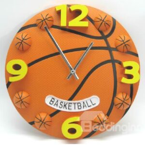 New Arrival Lovely Creative Basketball Design Plastic Wall Clock