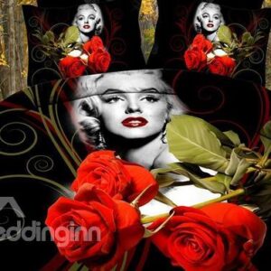 Top Class 100% Cotton Wild Sexy Marilyn Monroe 4 Piece Bedding Sets