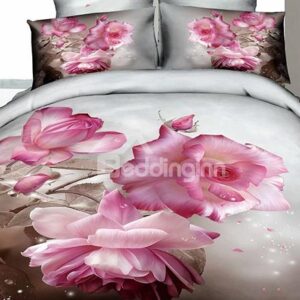 New Arrival Beautiful Chinese Roses Print 4 Piece Bedding Sets