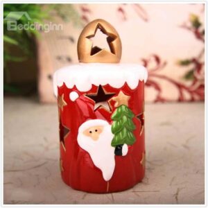 New Arrival Lovely Santa Holding Christmas Tree Design Candle Holder