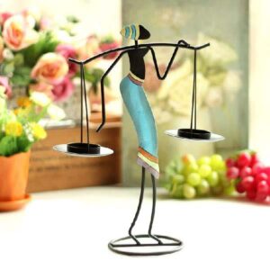 New Arrival Lovely Girl in Blue Dress Carrying Load Design Candle Holder