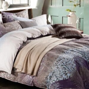 Hot Selling Elegant Purple Color Leopard Print Kintting Bedding Sets with Fitted Sheet