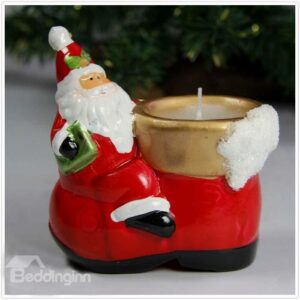 New Arrival Beautiful Santa Claus on the Left Design Candle Holder