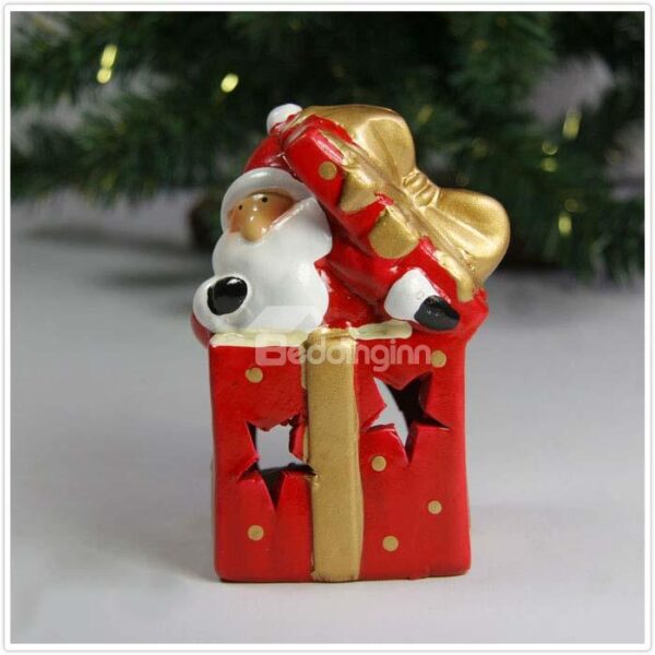 New Arrival Lovely Santa Claus Carrying Gift on Left Shoulder Hollowed Candle Holder