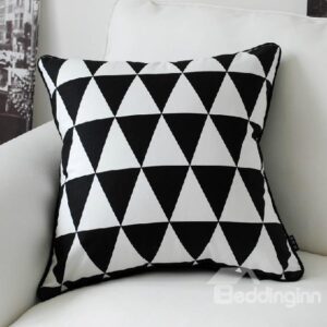 New Arrival Modern Style Black and White Triangles Print Throw Pillowcase