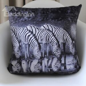 New Arrival Beautiful Zebra Drinking Water Print Throw Pillow
