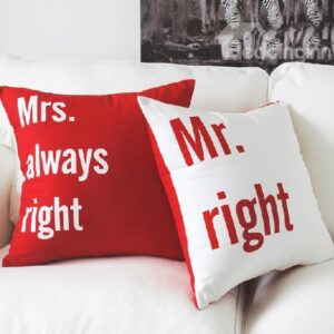New Arrival Lovely Mr and Mrs Letters Print One Pair of Red Throw Pillowcases