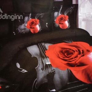New Arrival High Quality Rose Musical Movement 3D Print 4 Piece Bedding Sets