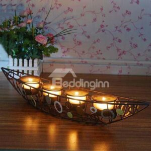 New Arrival Beautiful Ship Design Iron-made Candle Holder with 4 Heads