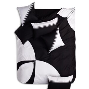 New Arrival Elegant Black and White Color Irregular Patterns 6 Piece Bedding Sets