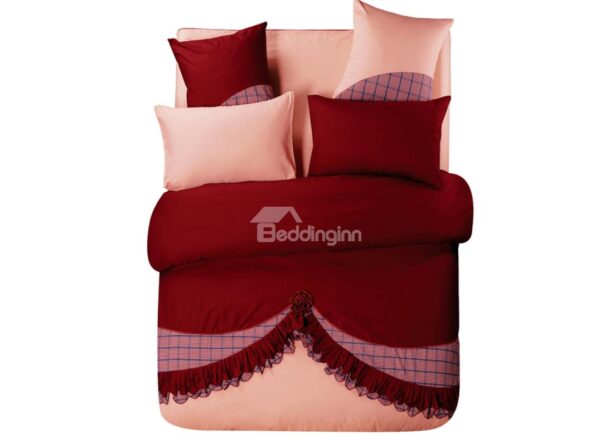 New Arrival Lovely Brown Color Floral Borders 6 Piece Bedding Sets with Fitted Sheet