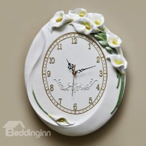 New Arrival European Style Elegant Tulip Flowers Design Embossed Wall Clock