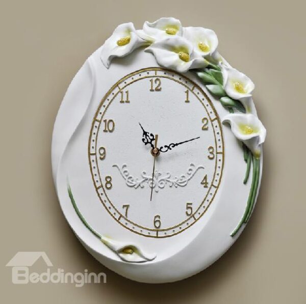 New Arrival European Style Elegant Tulip Flowers Design Embossed Wall Clock