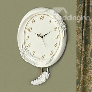 New Arrival European Style Beautiful Feather Design Embossed Wall Clock