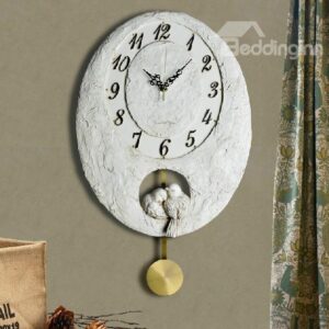 New Arrival Beautiful Love Birds Design White Embossed Wall Clock