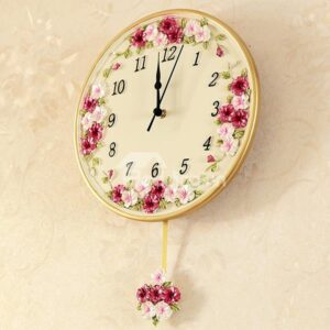 New Arrival European Style Colorful Flowers Embossed Round Wall Clock