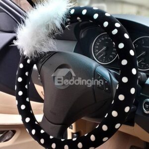 New Arrival Lovely Chuzzle Black and White Dots Sterring Wheel Cover