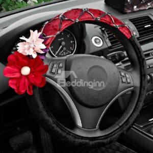 New Arrival Luxurious Velvet Flowers Style Steering Wheel Cover