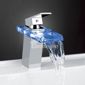 New Arrival Built-in LED Light Temperature Control Luminous Rectangular Handle Bathroom&Kitchen Faucet