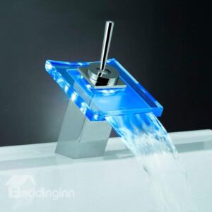 LED Color-changing Temperature Control Luminous Stick Handle Bathroom&Kitchen Faucet