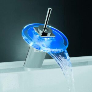 LED Color-changing Temperature Control Luminous Stick Handle Round Bathroom&Kitchen Faucet