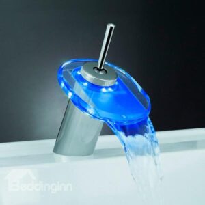 LED Color-changing Temperature Control Luminous Stick Handle Elliptic Bathroom&Kitchen Faucet