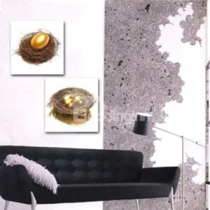 New Arrival Luxurious Golden Egg in Nest Print 2-piece Cross Film Wall Art Prints
