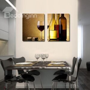 New Arrival Elegant Red Wine and Wine Glass Print 2-piece Cross Film Wall Art Prints