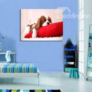 New Arrival Cute Puppy on the Cushion Print Cross Film Wall Art Prints